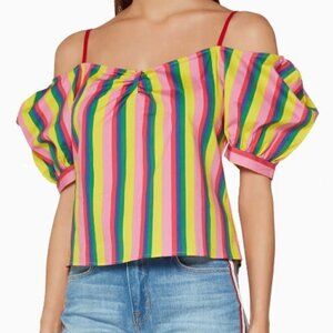 Staud Multi-Coloured Striped Ruby Top Size: S - Brand New